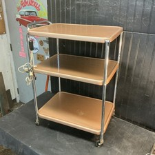 Carro de cocina vintage MCM metal 3 niveles Cosco metal rodante marrón con ruedas