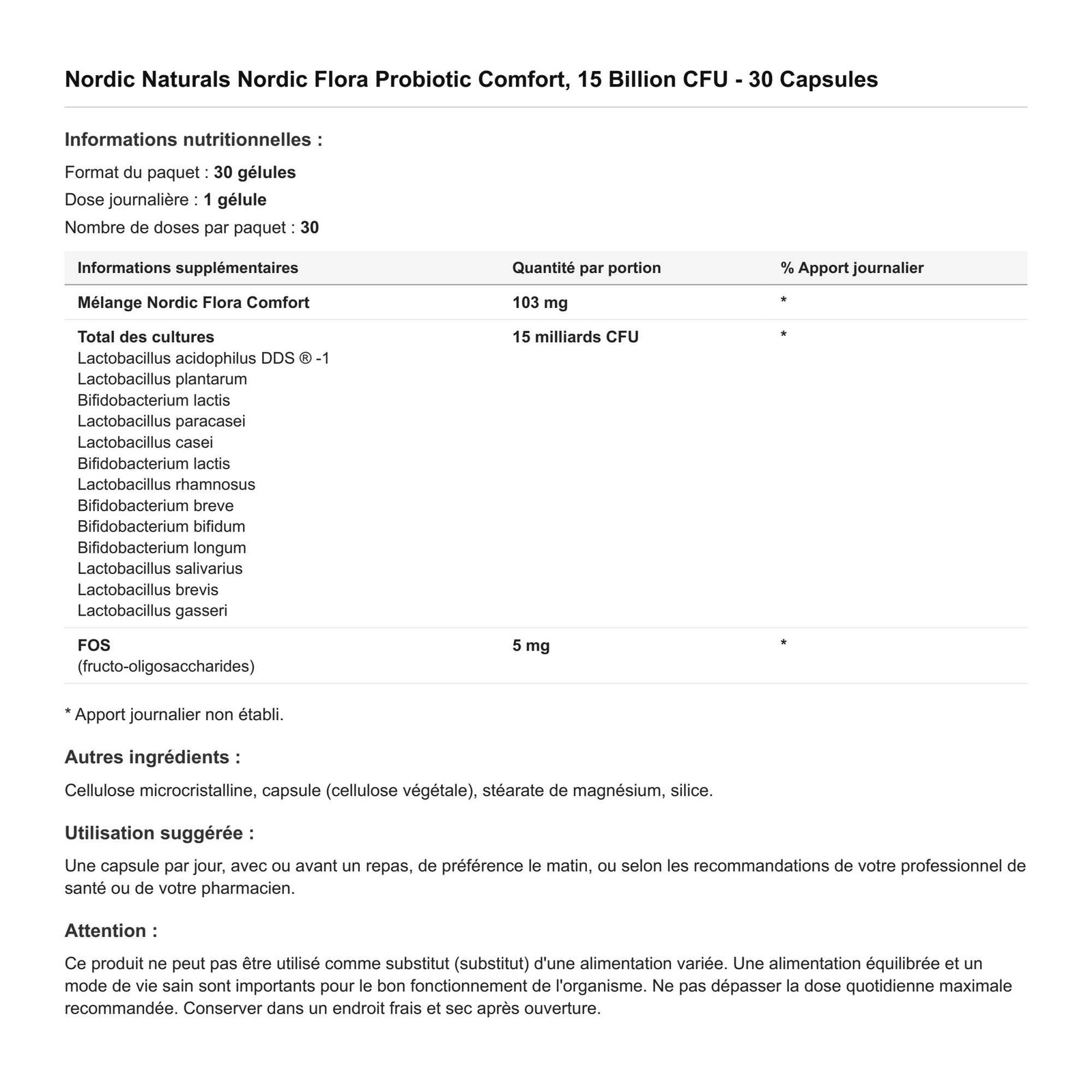 Flora Probiotic Comfort excellence microbiotique formule pure 30 capsules - 2