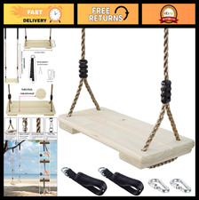 Nostalgic Wooden Swing Seat for Kids - Adjustable Outdoor Swing with Tree Straps