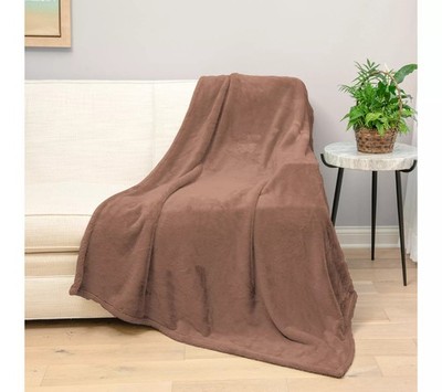 Warmwell Heat-Sustaining Plush 60x70 Throw Mocha Color