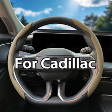 15diameter New Nappa Leather Beige Car Steering Wheel Cover For Cadillac Usa