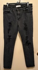 KanCan Distressed Skinny Jeans Black Stretch Women's Size 15/32 Mid Rise