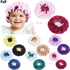 New Baby Silky Satin Bonnet Double Layer Adjustable Sleep Cap Girl Night Turban