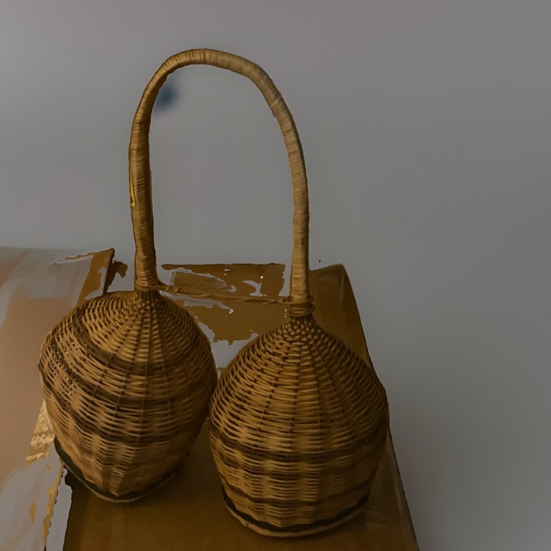 vintage Cameroon or West African style caxixi shaker handwoven percussion