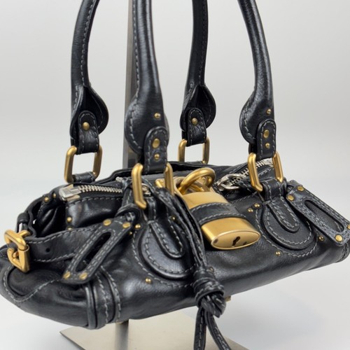 Borsa a mano originale Chloe Mini Paddington nera lucchetto pelle oro j51 - Foto 2 di 19