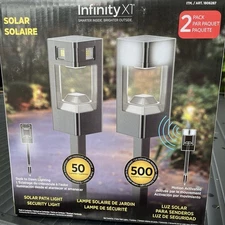 Infinity X1 500 Lumen Motion Solar Security Pathway Lights 2 Pack NEW