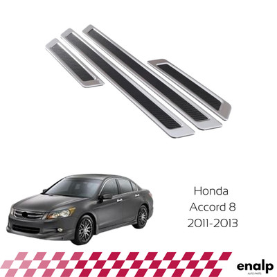 Door Sill Scuff Carbon Chrome Guard Trim 4pcs for Honda Accord 2011-2013