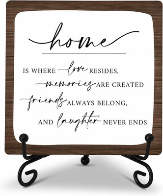 Home Decor Wood Plaque, Home Is Where Love Resides Wood Block, Positive 5X5 Inch