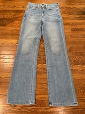 AYR Jeans Women 27L Blue The Pop Light Wash Whisker High Rise Straight Stretch