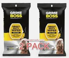 2 PACK Grime Boss 30-Count Surface and Hand Wipes Heavy Duty Cleaning Wipes