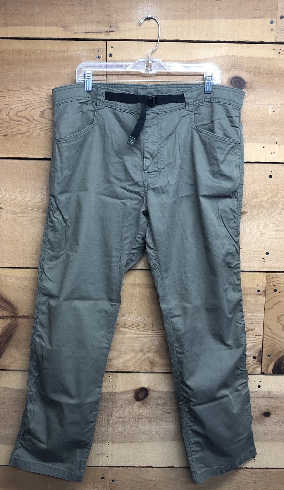 Prana Straight Fit Lightweight Hiking Pants Mens Size 38x32 Belted Adjusted