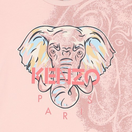Kenzo Pink Dress with Elephant Logo Print and Ruffled Skirt size 8 - Picture 2 of 4