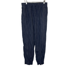 Women's Small Athleta Retreat Linen Ankle Pant Navy Blue Jogger 100 Linen