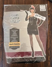 Flashy Flapper Adult Halloween Costume 2 Piece Dress & Hair Piece Extra Large