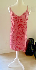 Nasty Gal Pink Floral Satin Chemise Bow Adjustable Strap Dress US 4