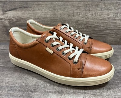 Ecco Soft 7 Walking Sneakers Shoes Leather Cognac Brown Womens Size 40 US 9 9.5