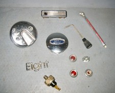 Vintage Auto Parts Junk Drawer Lot - Ford Center Cap Dome Light Knob Lenses
