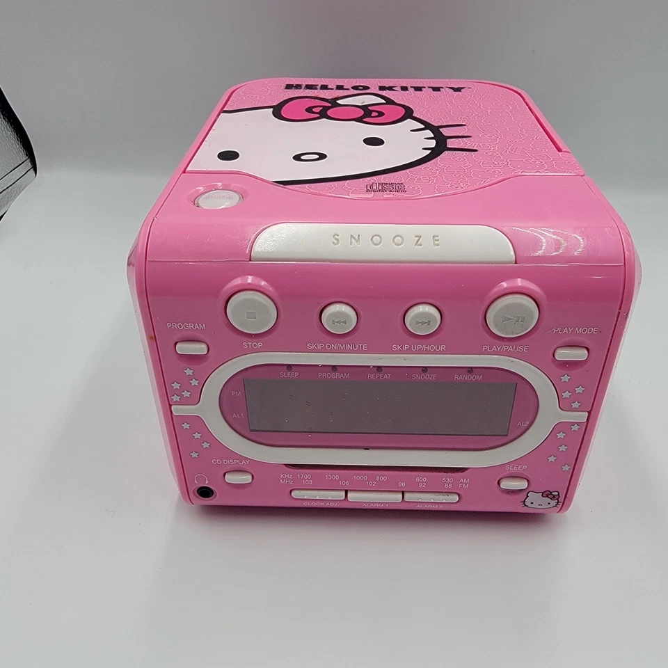 CD player Hello Kitty alarme rádio AM/FM 2014 Sanrio testado funciona muito bem KT2053A - Imagem 2 de 4