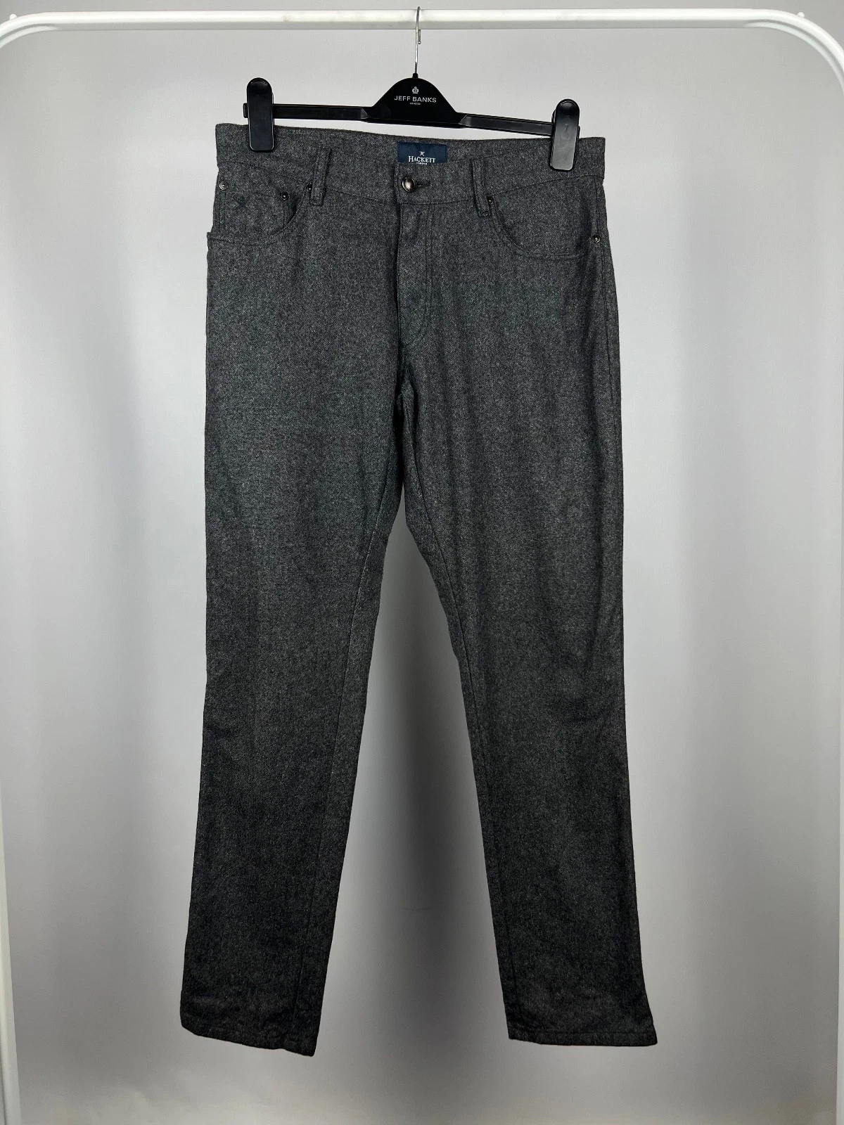 Hackett London Mens Grey Premium Wool Cashmere Trousers Casual Flannel Pants W32