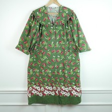Vintage House Coat Green Butterfly Ruffle Collar Cottagecore M Modest Grannycore