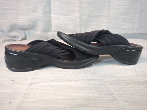 Bzees Desire Platform Sandals 10W Wedge Heel Black Criss Cross Y2K Travel Resort - Picture 6 of 8