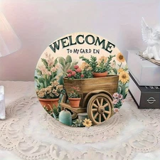 1pc 2D 1pc 7.87x 7.87inch Vintage Aluminum Painting Metal Sign- Round Country St
