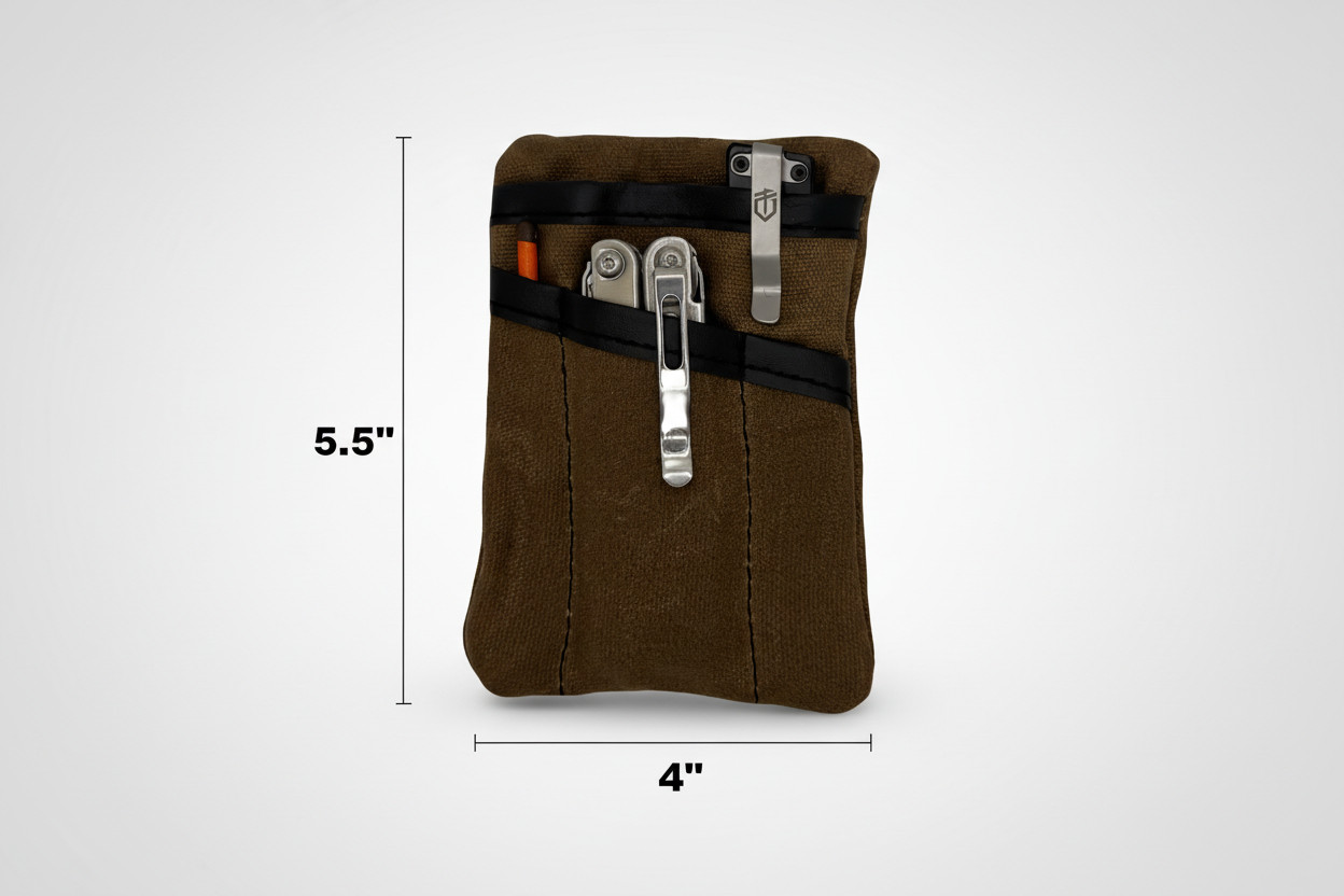 Waxed Canvas Pocket EDC Organizer - Brown