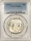 1942-D WALKING LIBERTY HALF DOLLAR - PCGS MS-65, FRESH LUSTROUS GEM!