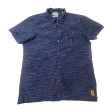 Scotch  Soda Button Up Shirt Men's Size XL Blue Short Sleeve Linen Cotton Adult