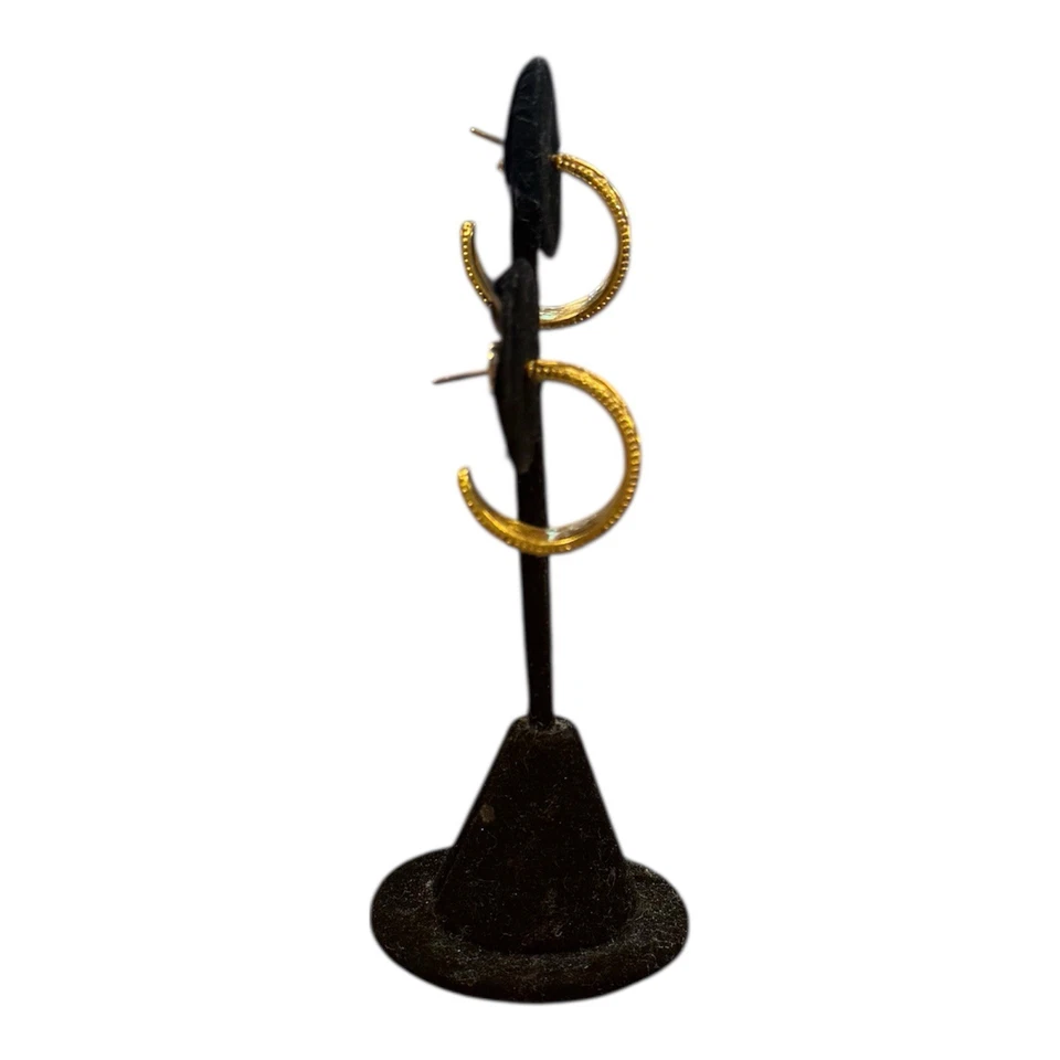 Julie Vos ‘24 Gold Engraved Hoop Earrings Elegant Design Medium Hoop - Image 2 of 3