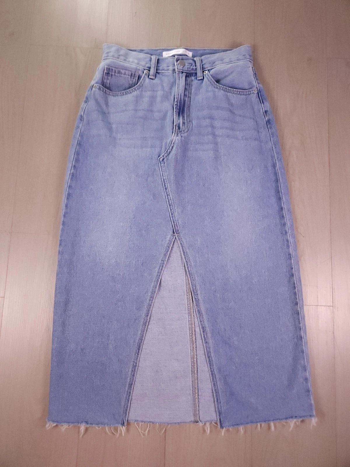Altar'd State Just Black Denim Maxi Skirt Women Medium Blue Front Slit
Opens in a new window or tab