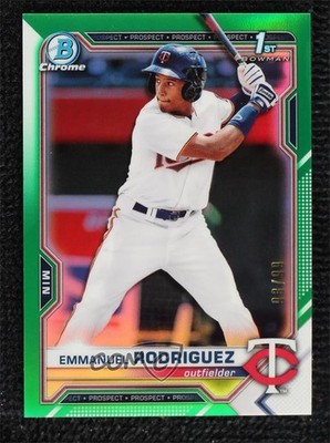 2021 Bowman Chrome Prospects Green Refractor 93/99 Emmanuel Rodriguez 10yf