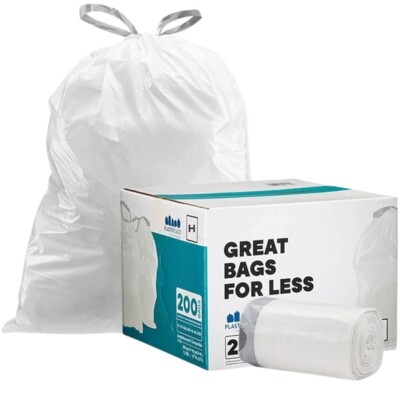 Plasticplace Custom Fit Trash Bags Compatible with simplehuman Code H, 200 Count