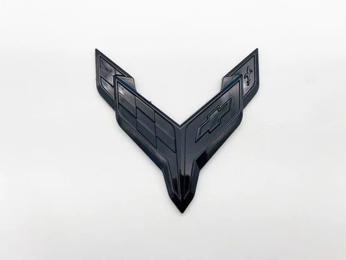 Black For 2020+ Corvette C8 Front Bumper crossed flags Logo Emblem 3D Badge