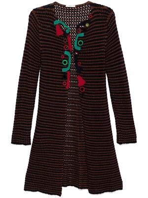 Prada Spring 2005 Crochet Embellished Cardigan Coat Navy Navy Blue Womens IT 40