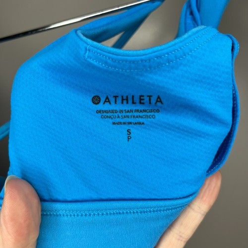Athleta Exhale Sport BH A-C Damen Small Bue V-Back Pullover gefüttert Yoga Gym - Bild 8 von 9