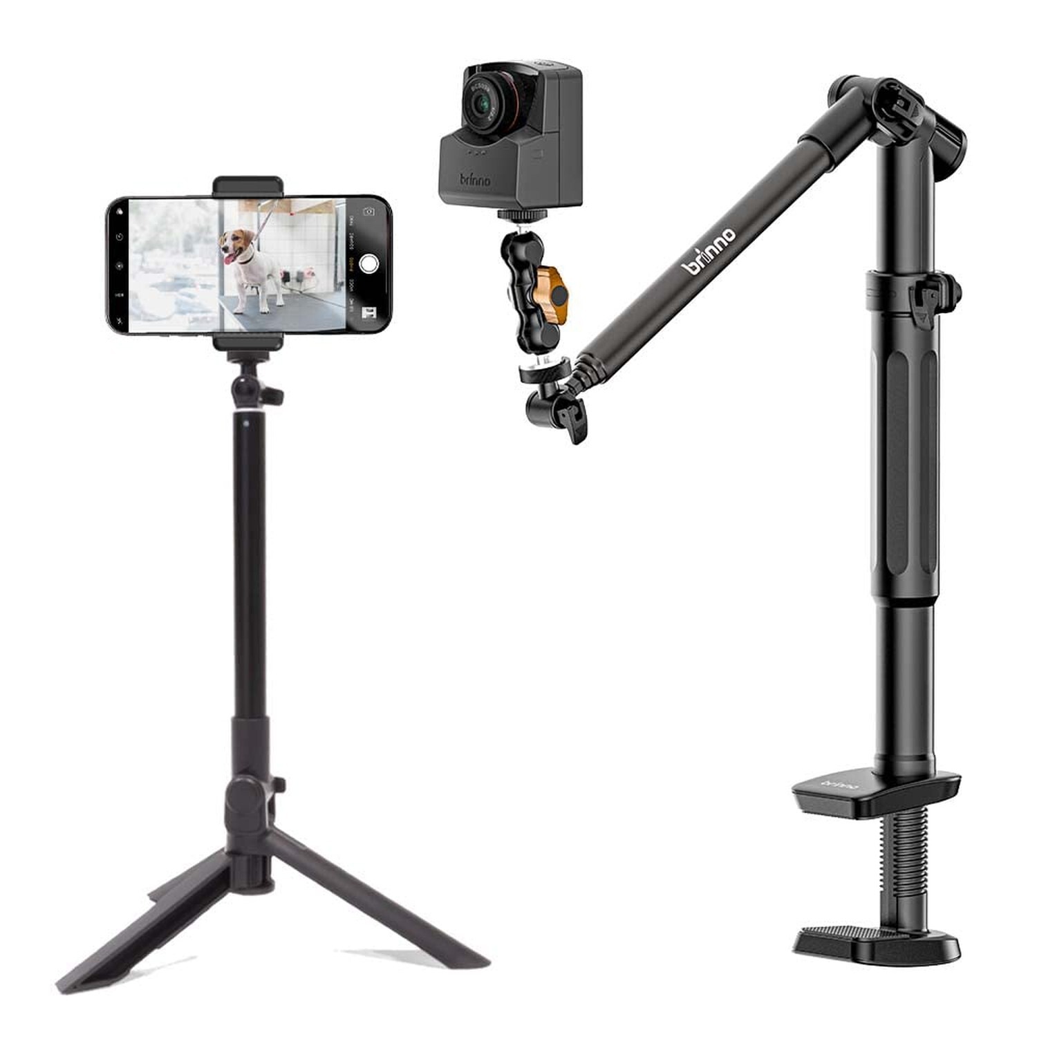 Brinno 3-in-1 Monopod, Phone Tripod, Clamp Mount with Phone Holder, 360° Ro