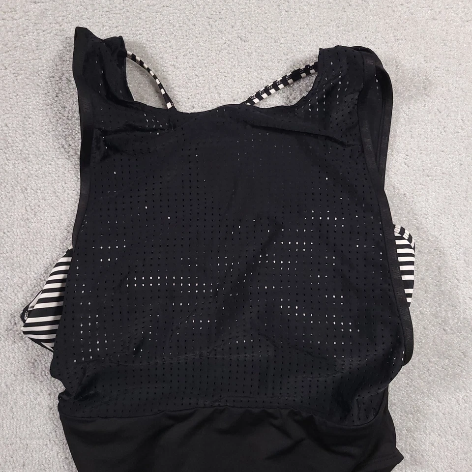 Nike Sport Layered Mesh 1 Piece Swimsuit Women's Large Black Removable Cups - Image 3 of 4
