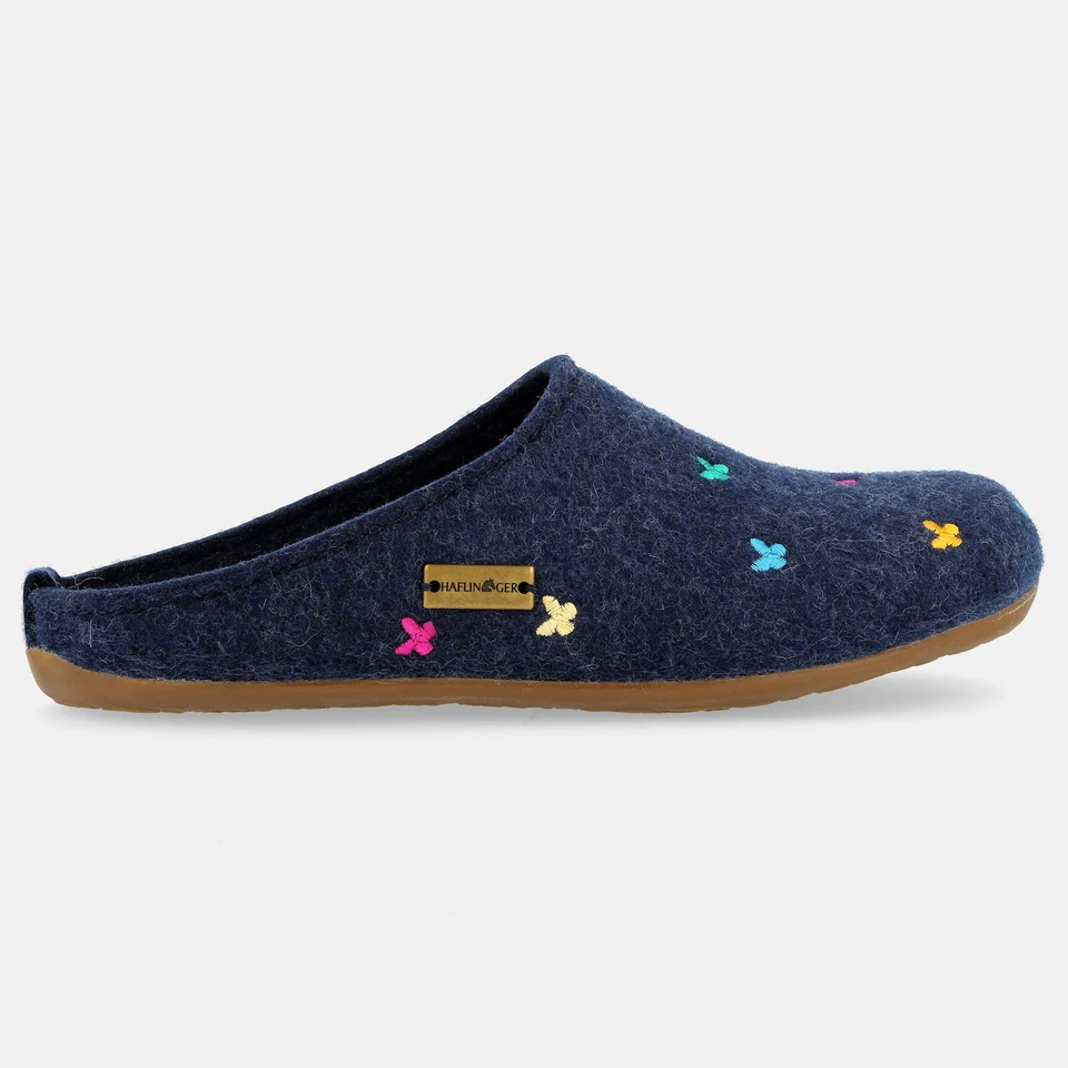 HAFLINGER Farfalline Filzpantofffeln Hausschuhe mit Applikation Schmetterling