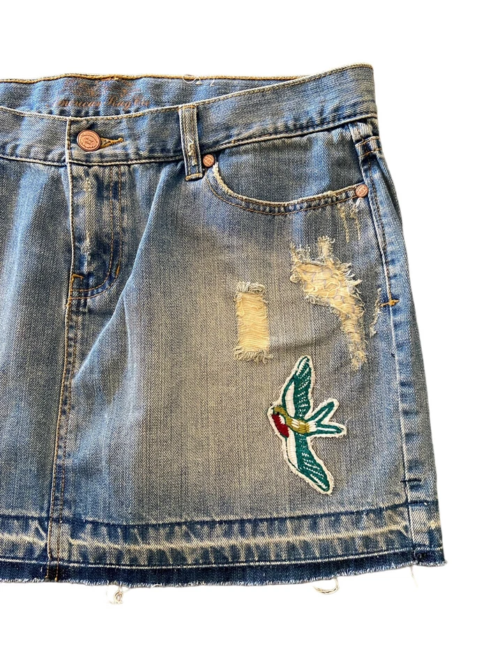 Falda vaquera American Rag Cie azul envejecida para mujer talla 13 nueva con etiquetas precio de venta sugerido por el fabricante 45 USD Foto 4 de 4