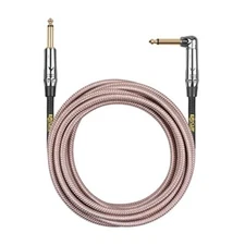 Clef Audio Labs 6.35mmTS to 6.35mm TS Straight to Angled,Copper Braided15FT-1PK