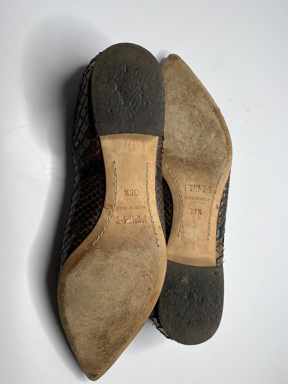 Lamberston Truex Brown Black Python Leather Balle… - image 16