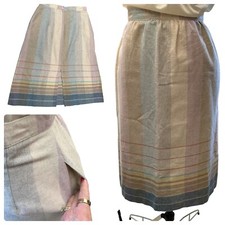 Vintage Chequers 1960  s Union Made Pastel Plaid Wool Skirt 13/14