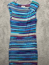 Calvin Klein Womens Knit Zigzag Sheath Dress Small Colorful Artsy Stretch Summer
