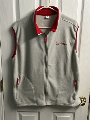 St Louis Cardinals Vest Mens Gray XL Fleece Full Zip Mock Neck | eBay