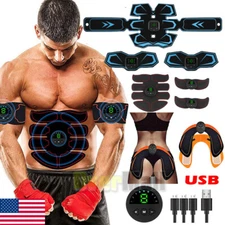 Abdominal Toning Trainer Workout Muscle ABS Stimulator Toner Fitness Belt USB