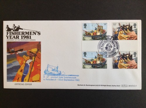 GB Benham 1981 Fishing Set on 2 Fishermen's Year First Day Covers - Aberdeen SHS - Picture 2 of 3