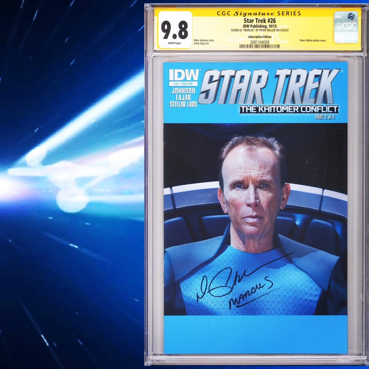 CGC 9.8 SS Star Trek #26 Variant signed by Peter Weller Admiral