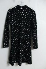 Dorothy Perkins Womens Polka Dot Fit Flare Stretch Dress - Black - Size 8 (k46)