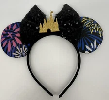 Castle Headband Ears Fireworks Black Bow Disney Minnie Mouse The Main Attraction